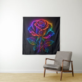 Lebendige Neon-Regenbogen-Rose blüht mit elektrisc Wandteppich