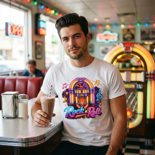 Lebendige Neon-Rock-'n'-Roll-Jukebox Tri-Blend Shirt