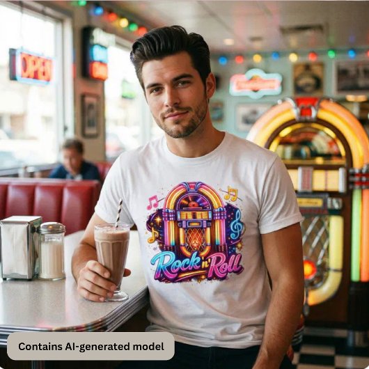 Lebendige Neon-Rock-'n'-Roll-Jukebox Tri-Blend Shirt