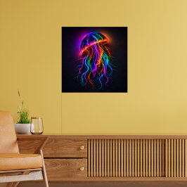 Lebendige Neonqualle mit elektrischen Tentakeln Wa Poster
