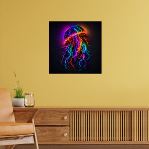 Lebendige Neonqualle mit elektrischen Tentakeln Wa Poster