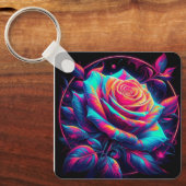 Lebendige Neonrose Schlüsselanhänger (Vorderseite)