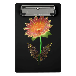 Lebendige neonumrandete Blume mit üppigem grünem B Mini Klemmbrett