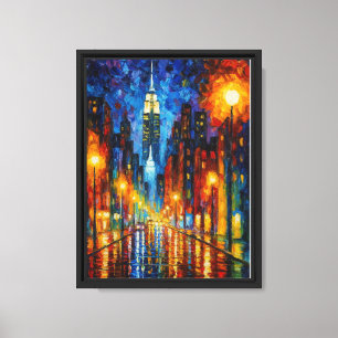 Lebendige New Yorker Nachtszene Wandkunst Leinwanddruck