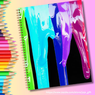 Lebendige Ölmalerei Neon Grün Pink Blau Foto Notizblock
