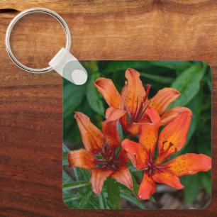 Lebendige orange Blüten, Taglilien Schlüsselanhänger