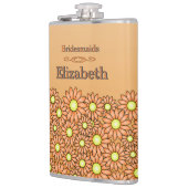 Lebendige Orange Brautjungfer-Flasche Flachmann (Links)