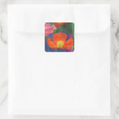 Lebendige Orange Mohnblüte Quadratischer Aufkleber (Tasche)