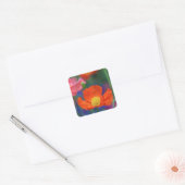 Lebendige Orange Mohnblüte Quadratischer Aufkleber (Umschlag)