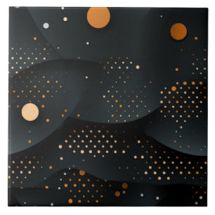 Lebendige orange Punkte, dynamische schwarze Kreis Fliese
