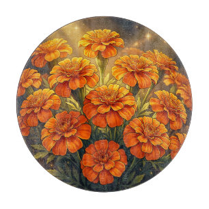 Lebendige Orange Ringelblumen-Blumengalaxie Sterne Schneidebrett