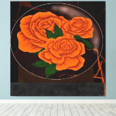 Lebendige orange Rosen Leinwanddruck (Insitu (Holzboden))