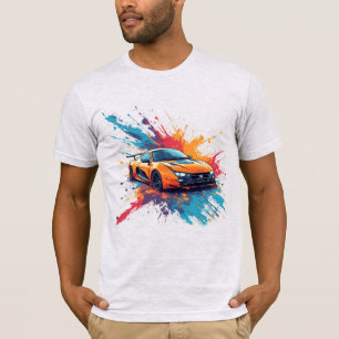 Lebendige orange Sportwagen-Kunst T-Shirt