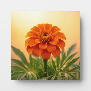 Lebendige Orange Tagetes-Blüte Goldener Sonnenunte Fotoplatte