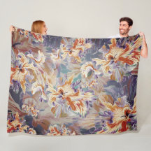 Lebendige orange und blaue abstrakte Blumen-Decke
