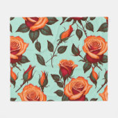 Lebendige orange und rote Rosen Fleecedecke (Vorderseite (Horizontal))