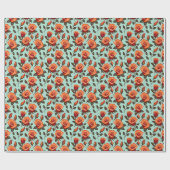 Lebendige orange und rote Rosen Geschenkpapier (Flach)
