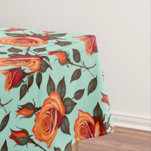 Lebendige orange und rote Rosen Tischdecke