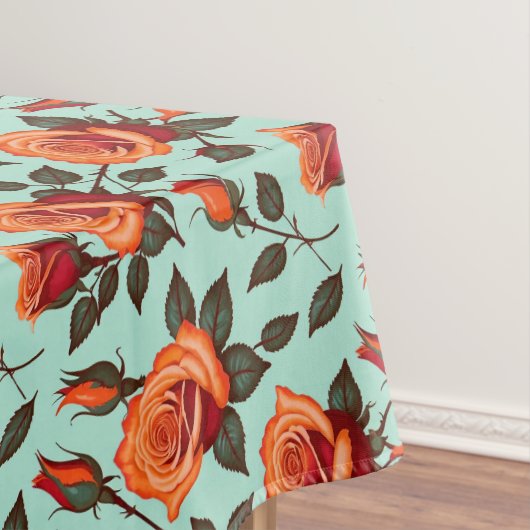 Lebendige orange und rote Rosen Tischdecke (Beispiel)