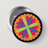 Lebendige orangefarbene Blumenformen Button (Vorne & Hinten)