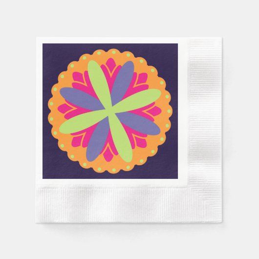 Lebendige orangefarbene Blumenformen Serviette (Vorderseite)
