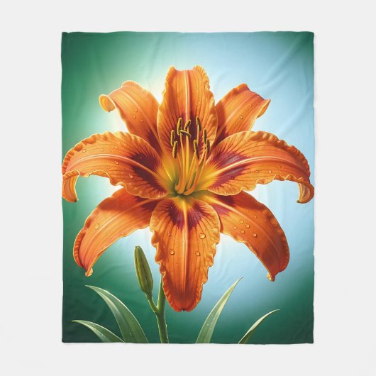 Lebendige Orangefarbene Lilienblüte Fleecedecke (Vorderseite)