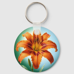 Lebendige Orangefarbene Lilienblüte Schlüsselanhänger