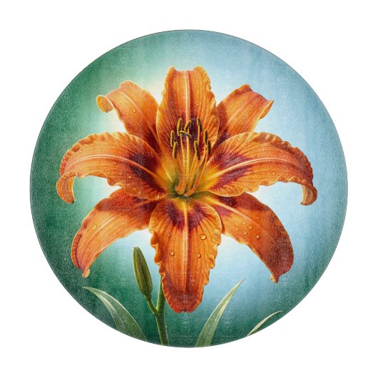Lebendige Orangefarbene Lilienblüte Schneidebrett (Vorderseite)