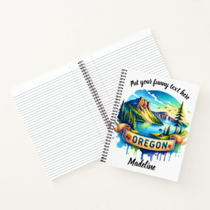 Lebendige Oregon-Landschaft mit Bergen und See Notizblock