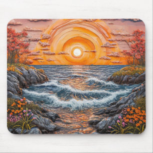 Lebendige Ozean-Sonnenuntergangslandschaft Mousepad