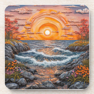 Lebendige Ozeansonnenlandschaft Getränkeuntersetzer