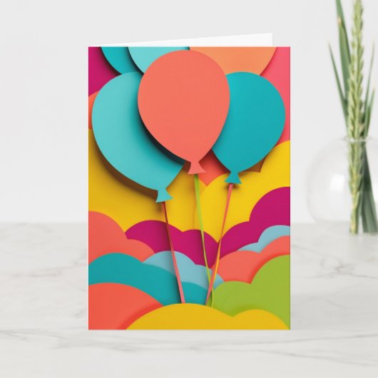 Lebendige Papierballons-Cluster Karte (Vorderseite)