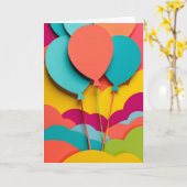 Lebendige Papierballons-Cluster Karte (Gelbe Blume)