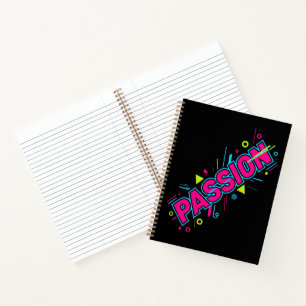 Lebendige Passion-Typografie - Retro-90er-Pop-Art- Notizblock