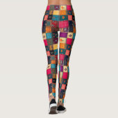 Lebendige Patchworkdecke mit klassischen Blumenmus Leggings (Rückseite)