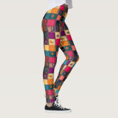 Lebendige Patchworkdecke mit klassischen Blumenmus Leggings (Rechts)
