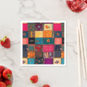 Lebendige Patchworkdecke mit klassischen Blumenmus Serviette (Beispiel)