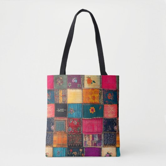 Lebendige Patchworkdecke mit klassischen Blumenmus Tasche (Vorderseite)
