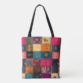 Lebendige Patchworkdecke mit klassischen Blumenmus Tasche (Rückseite)