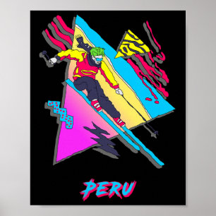 Lebendige peruanische Ski-Abenteuer-Grafik Peru Sk Poster