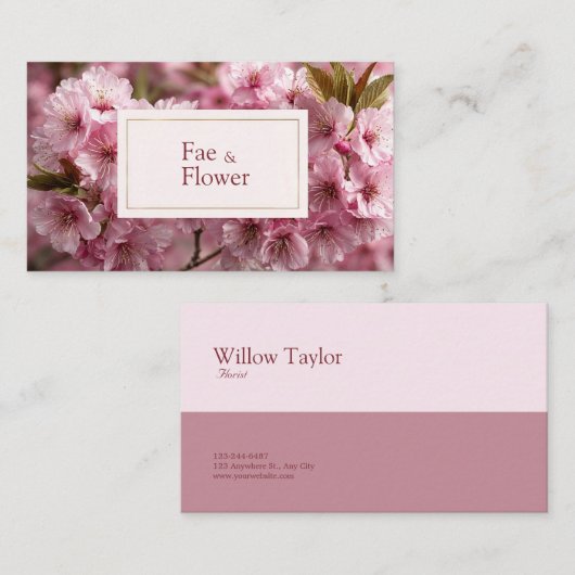 Lebendige Pink Cherry Blossom Bokeh Visitenkarte (Vorne/Hinten)