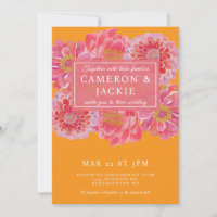 Lebendige Pink Orange Zinnia-Hochzeit 