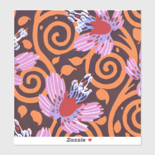 Lebendige Pink- und Orange-Wirbel-Art-Deco-Blume Aufkleber