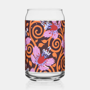 Lebendige Pink- und Orange-Wirbel-Art-Deco-Blume Dosenglas