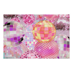 Lebendige Pinke Disco-Kugel-Tanzparty Colla - Post Poster