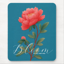 Lebendige Pinke Pfingstrose Botanische Typografie