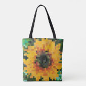 Lebendige pixelige Sonnenblume mit grünem Hintergr Tasche (Rückseite)