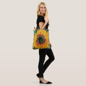 Lebendige pixelige Sonnenblume mit grünem Hintergr Tasche (Am Model)