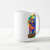 Lebendige Pop-Art-Bichon Frisé Kaffeetasse (VorderseiteRechts)