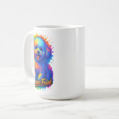 Lebendige Pop-Art-Bichon Frisé Kaffeetasse (Vorderseite Links)